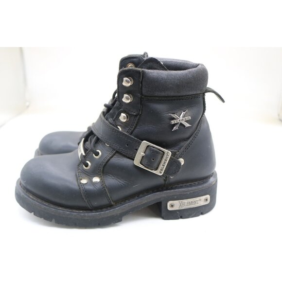 X Element Women's Black Advanced Lace-Up Motorcycle Boots-Leather-6.5M-Biker - Picture 8 of 13